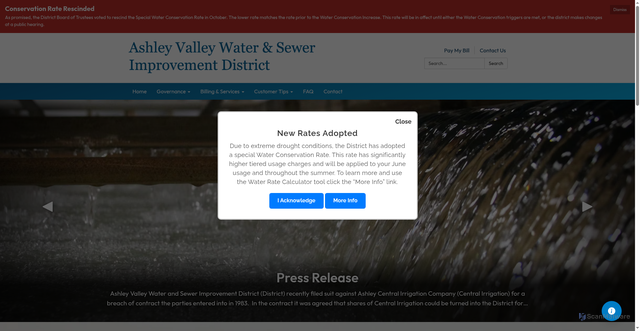 Security scan screenshot of https://ashleywatersewerut.gov/