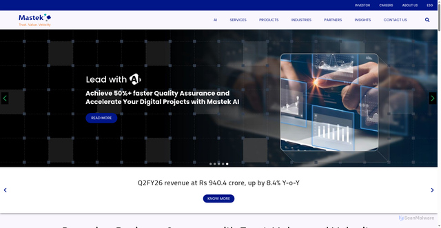 Security scan screenshot of https://mastek.com