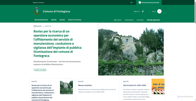 Security scan screenshot of https://www.comune.fontegreca.ce.it/