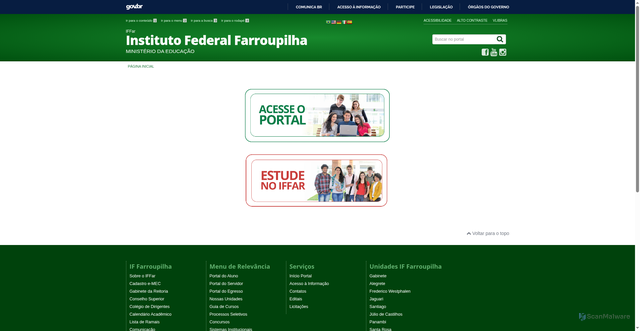 Security scan screenshot of https://www.iffarroupilha.edu.br/