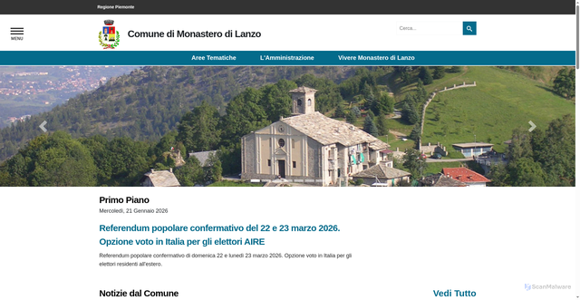 Security scan screenshot of https://www.comune.monasterodilanzo.to.it/