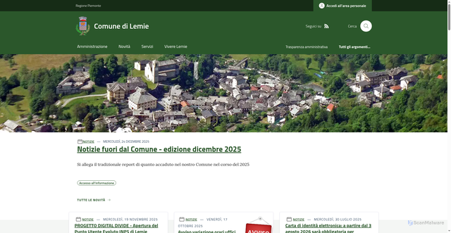 Security scan screenshot of https://www.comune.lemie.to.it/