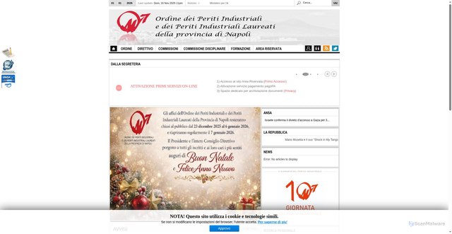 Security scan screenshot of https://www.perindnapoli.it/