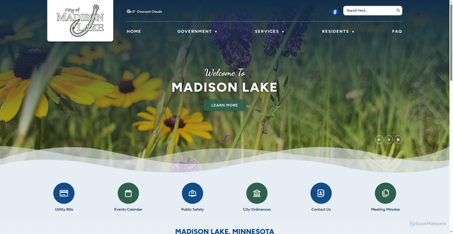 Security scan screenshot of https://www.ci.madison-lake.mn.us/