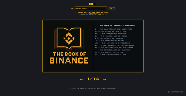 Security scan screenshot of http://thebookofbinance.com/