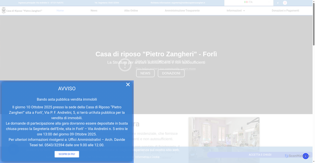Security scan screenshot of https://www.residenzapietrozangheri.it/