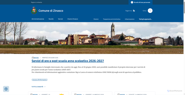 Security scan screenshot of https://www.comune.zinasco.pv.it