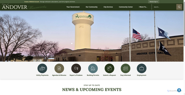 Security scan screenshot of https://andovermn.gov/