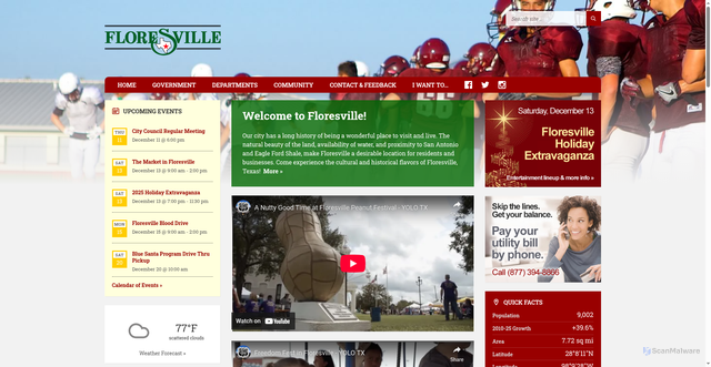 Security scan screenshot of https://www.floresvilletx.gov/