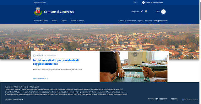 Security scan screenshot of https://www.comune.casorezzo.mi.it/