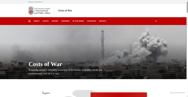 Security scan screenshot of https://costsofwar.watson.brown.edu/
