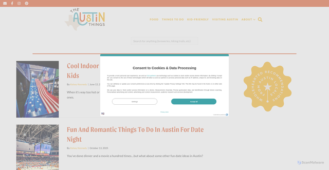 Security scan screenshot of https://theaustinthings.com/