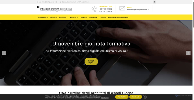 Security scan screenshot of https://www.architettiap.it/