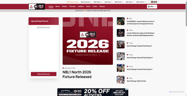 Security scan screenshot of https://www.nbl1.com.au/conference/north