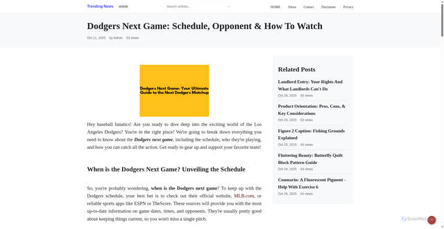 Security scan screenshot of https://frelcon.com/blog/dodgers-next-game-schedule-opponent