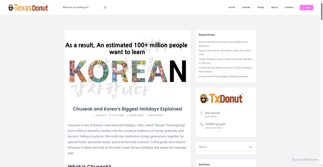 Security scan screenshot of https://txdonut.com/chuseok-korean-holidays-explained/