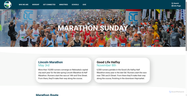 Security scan screenshot of https://christlincoln.org/marathon/