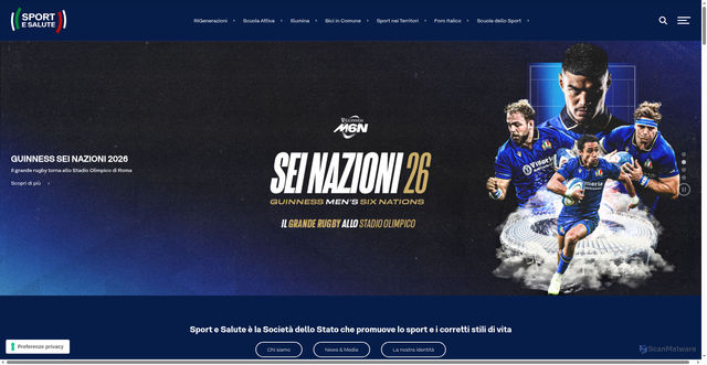 Security scan screenshot of https://www.sportesalute.eu/