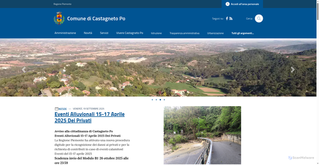 Security scan screenshot of https://www.comune.castagnetopo.to.it/