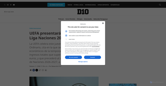 Security scan screenshot of https://d10.ultimahora.com/uefa-presentara-ingresos-y-sorteara-liga-naciones-2026-27