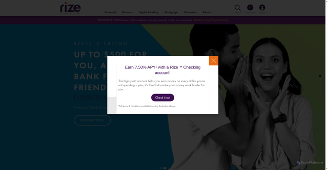 Security scan screenshot of https://rizecu.com/
