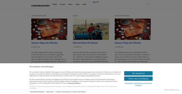 Security scan screenshot of https://campusrauschen.de/
