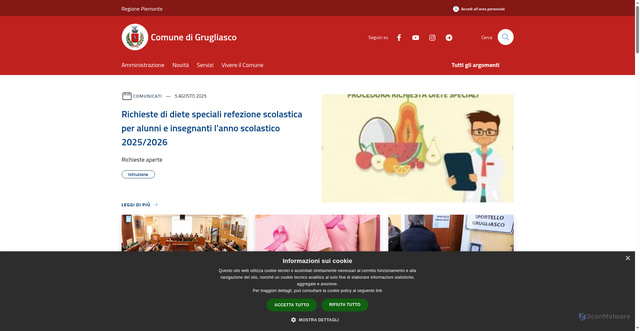 Security scan screenshot of https://www.comune.grugliasco.to.it/it