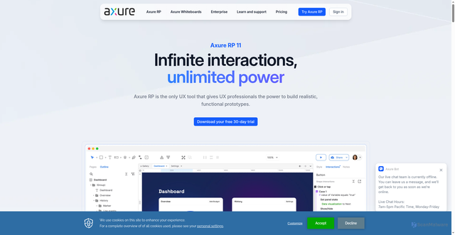 Security scan screenshot of https://axure.com