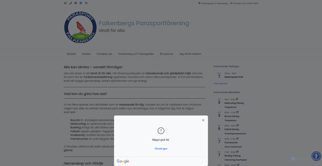 Security scan screenshot of https://parasportfbg.se