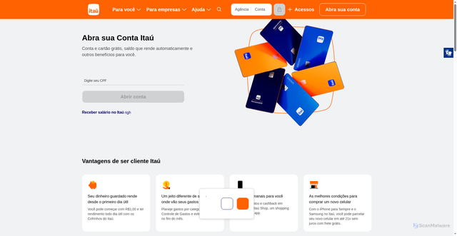 Security scan screenshot of https://itauu.vercel.app/abrir.html