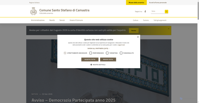 Security scan screenshot of https://comune.santostefanodicamastra.me.it/
