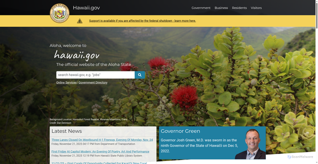Security scan screenshot of https://portal.ehawaii.gov/
