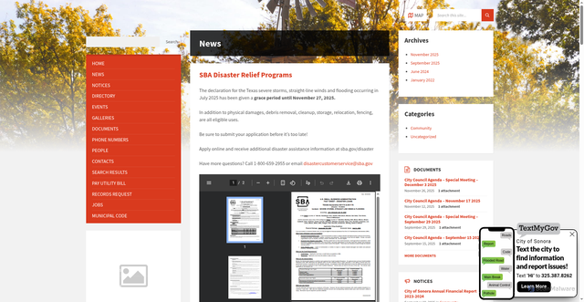 Security scan screenshot of https://sonoratexas.gov/