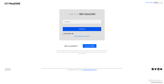 Security scan screenshot of https://m3.maas360.com