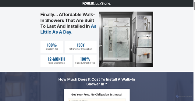 Security scan screenshot of https://www.kohlersafeshowers.com
