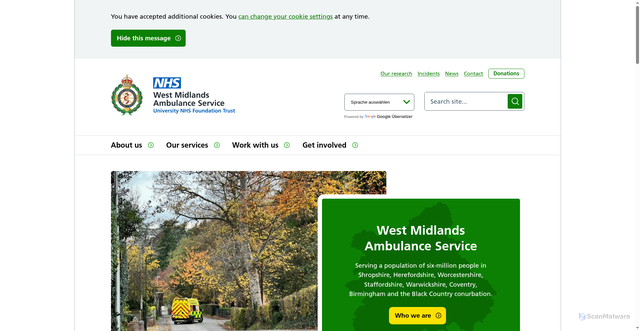 Security scan screenshot of https://www.wmas.nhs.uk/