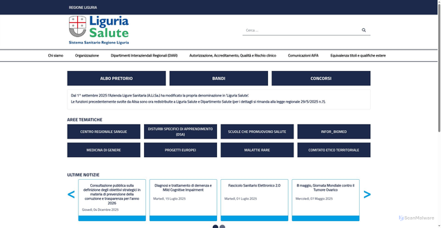 Security scan screenshot of https://www.alisa.liguria.it/