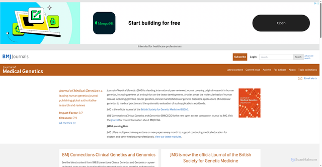 Security scan screenshot of https://jmg.bmj.com