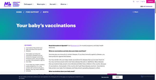 Security scan screenshot of https://www.marchofdimes.org/find-support/topics/birth/your-babys-vaccinations