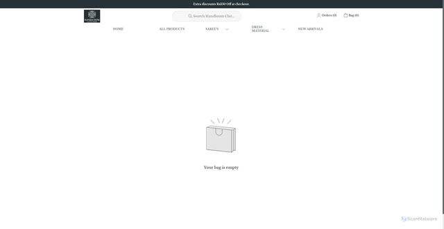 Security scan screenshot of https://handloomclothstore.com/bag