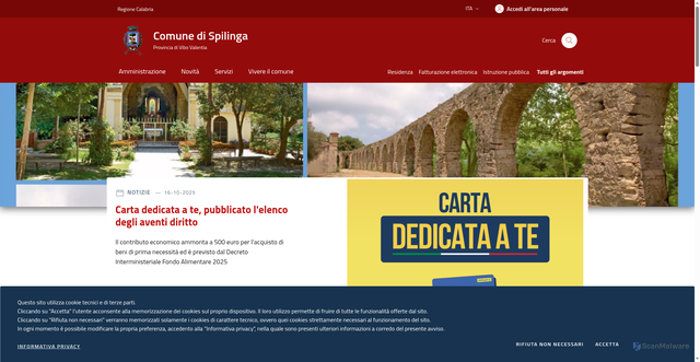 Security scan screenshot of https://www.comune.spilinga.vv.it/