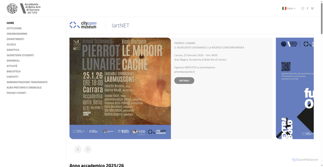 Security scan screenshot of https://accademiacarrara.it/