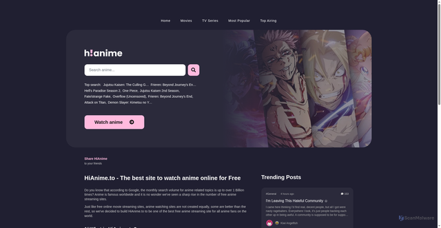 Security scan screenshot of https://hianime.to