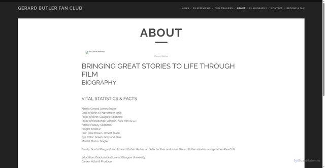 Security scan screenshot of https://www.gerardjamesbutler.com/about-me/