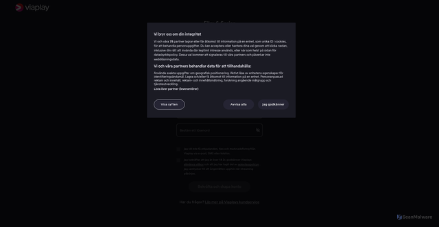 Security scan screenshot of https://checkout.viaplay.se/register/1234?voucher=aT7kL3Pq9Xb2MZ5