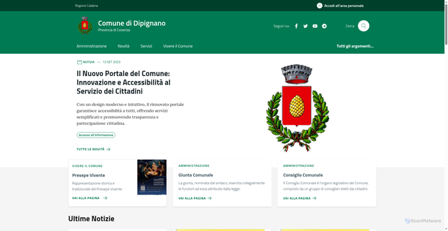 Security scan screenshot of https://comune.dipignano.cs.it/