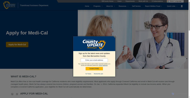 Security scan screenshot of https://wp.sbcounty.gov/tad/programs/medi-cal/