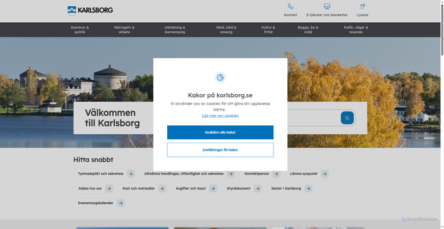 Security scan screenshot of https://www.karlsborg.se/
