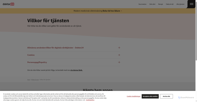 Security scan screenshot of https://doktor24.se/faq/villkor-for-tjansten/?utm_source=crm&utm_medium=email&utm_campaign=ma-generic-digital-consultation
