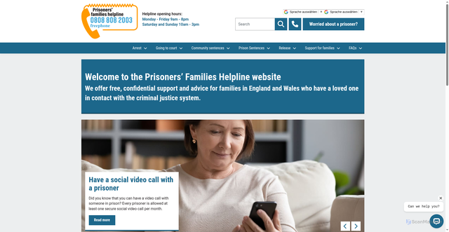 Security scan screenshot of https://www.prisonersfamilies.org/